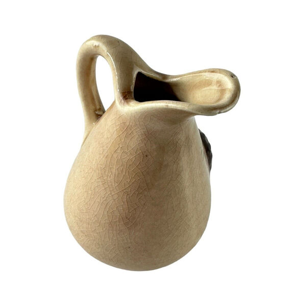 Vintage Japan Pottery Mini Pitcher Creamer Brown Pine Cone Flower Bud Vase Decor - Picture 12 of 16